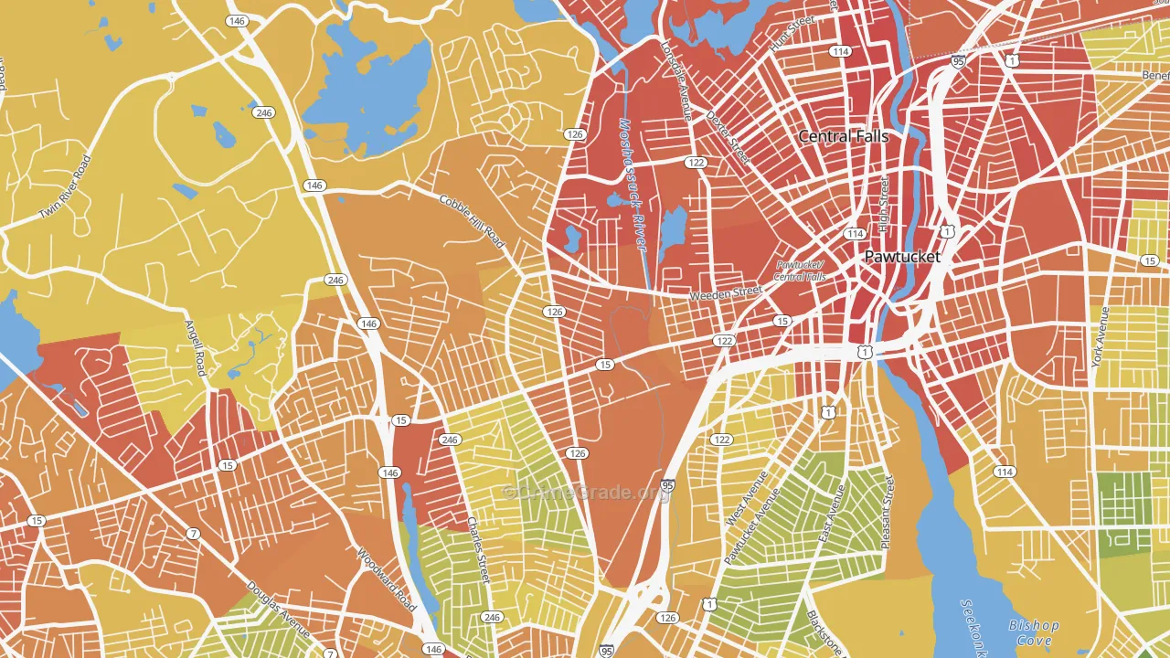 Fairlawn, Pawtucket, RI Map of Vehicle Theft Rates
