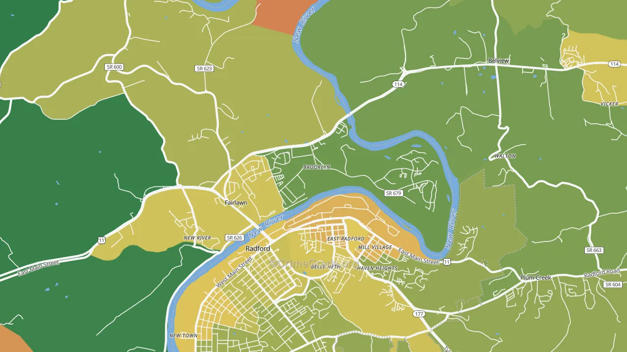 Fairlawn, VA Map of Vehicle Theft Rates
