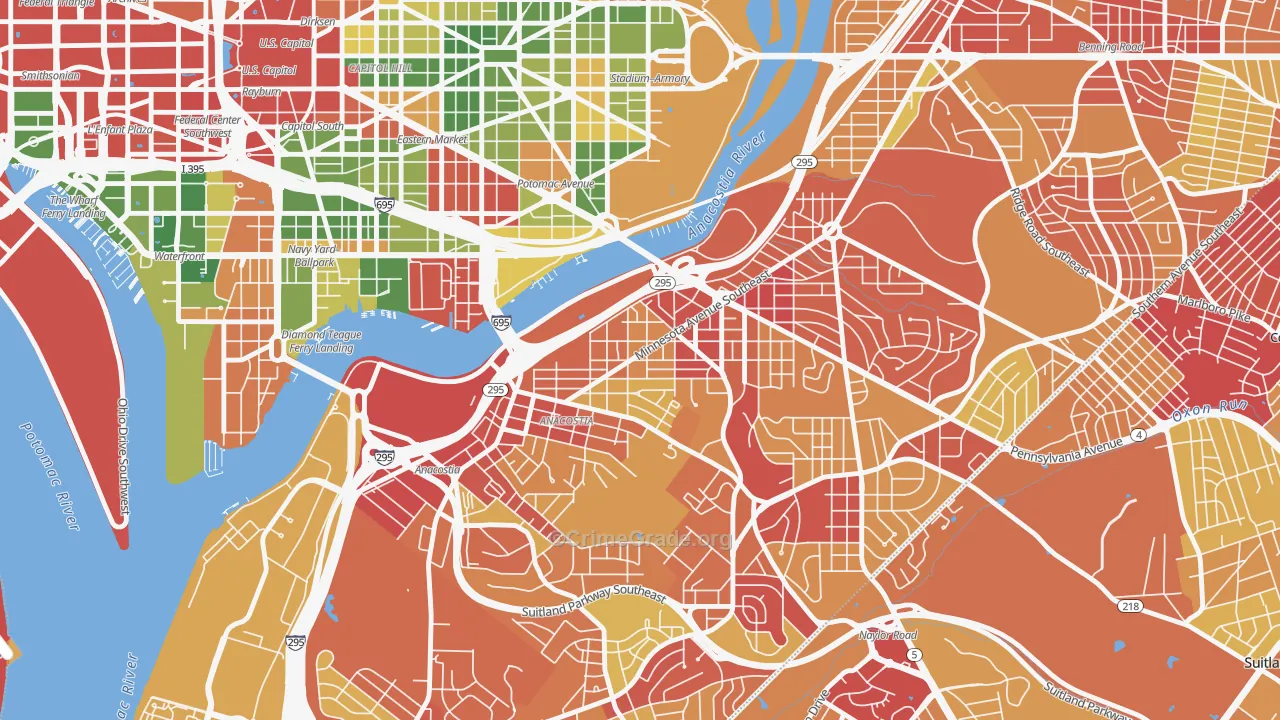Fairlawn, Washington, DC Map of Vehicle Theft Rates