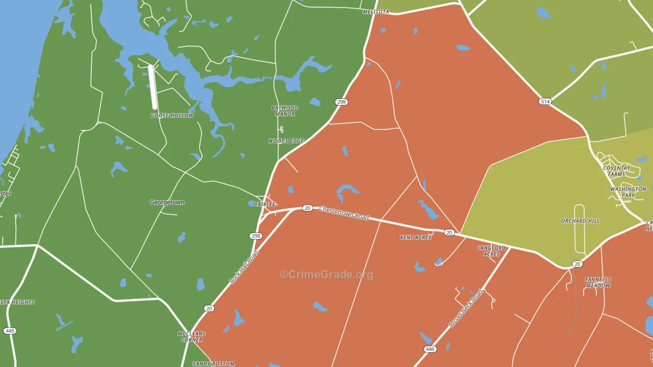 Fairlee, MD Map of Vehicle Theft Rates