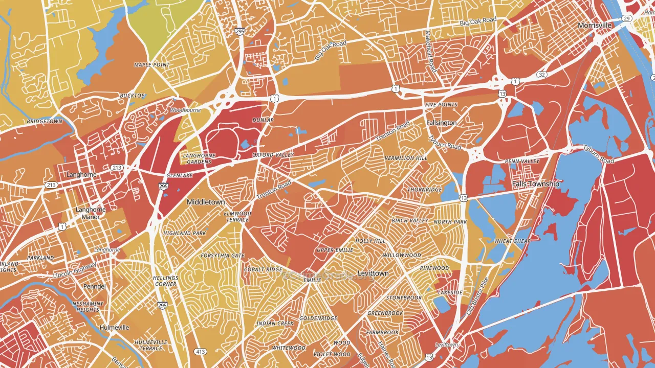 Fairless Hills, PA Map of Vehicle Theft Rates