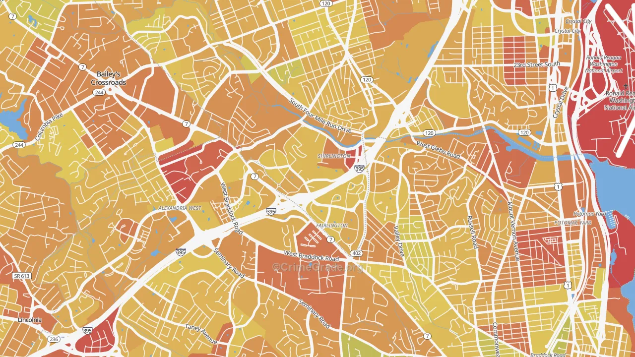 Fairlington-Shirlington, Arlington, VA Map of Vehicle Theft Rates