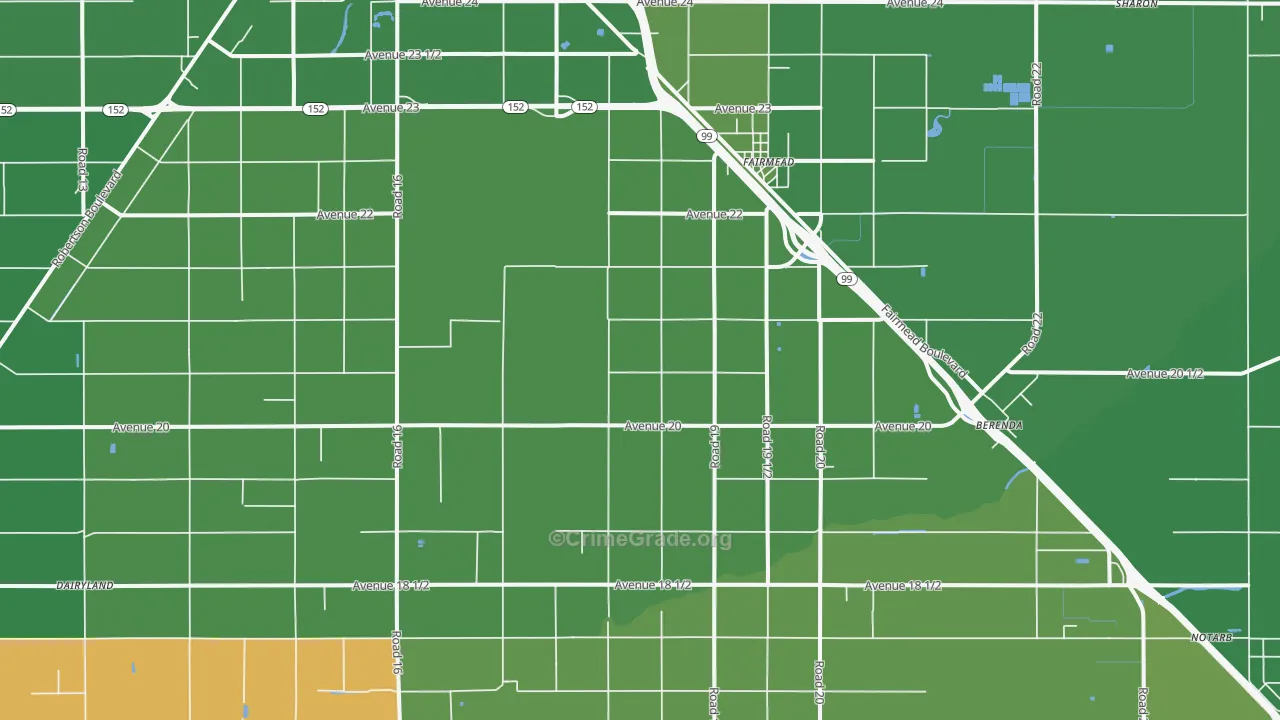 Fairmead, CA Map of Vehicle Theft Rates