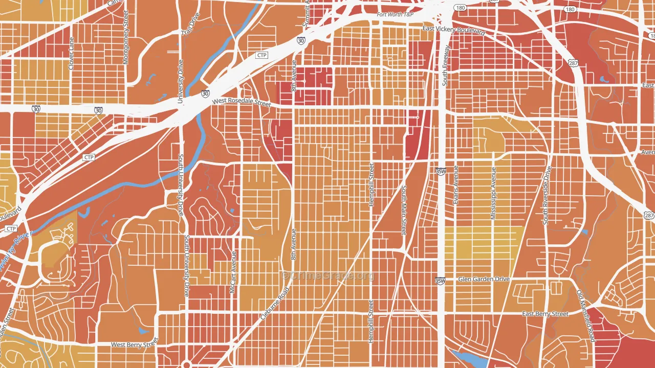 Fairmount, Fort Worth, TX Map of Vehicle Theft Rates