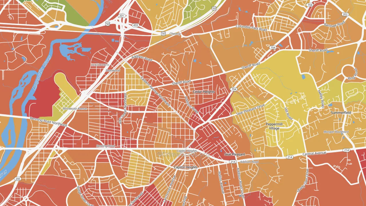 Fairmount Heights, MD Map of Vehicle Theft Rates