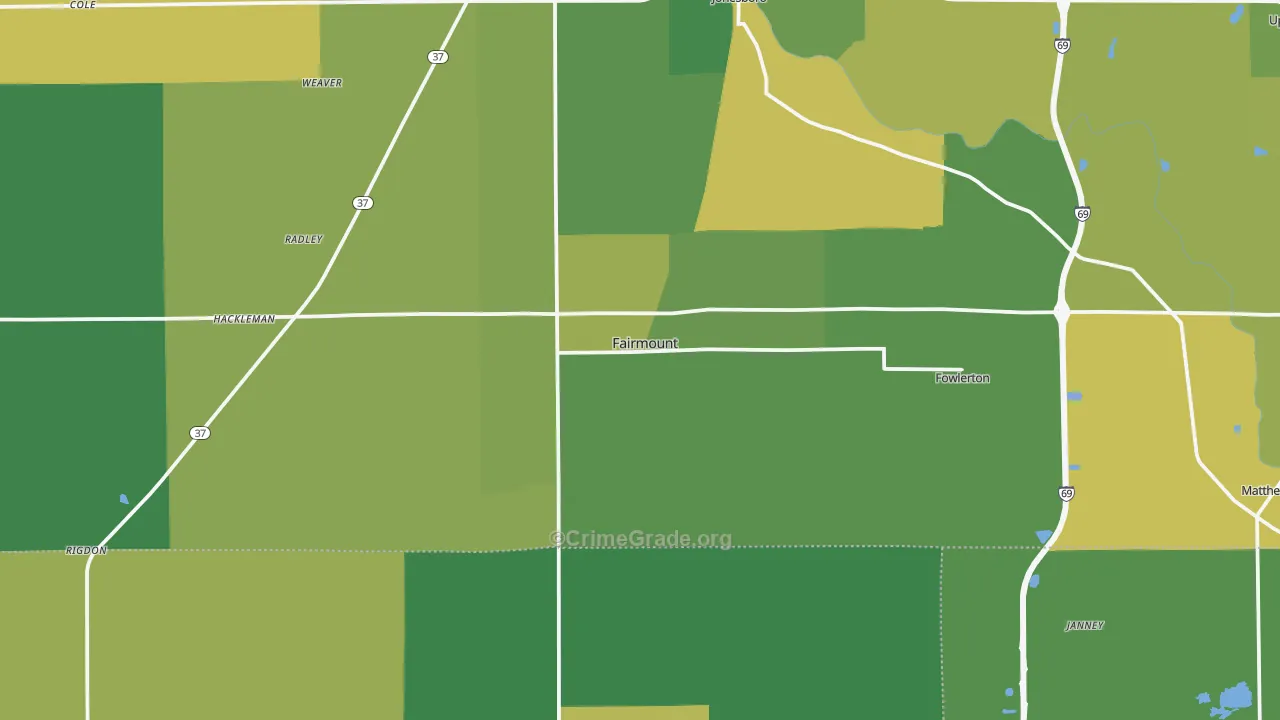 Fairmount, IN Map of Vehicle Theft Rates