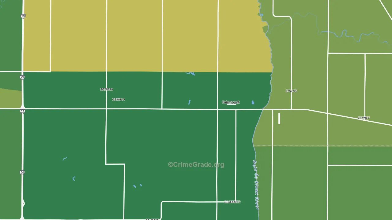 Fairmount, ND Map of Vehicle Theft Rates