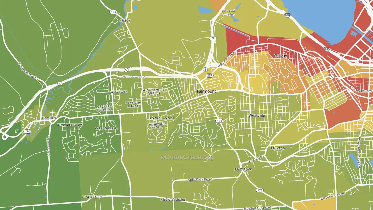 Fairmount, NY Map of Vehicle Theft Rates