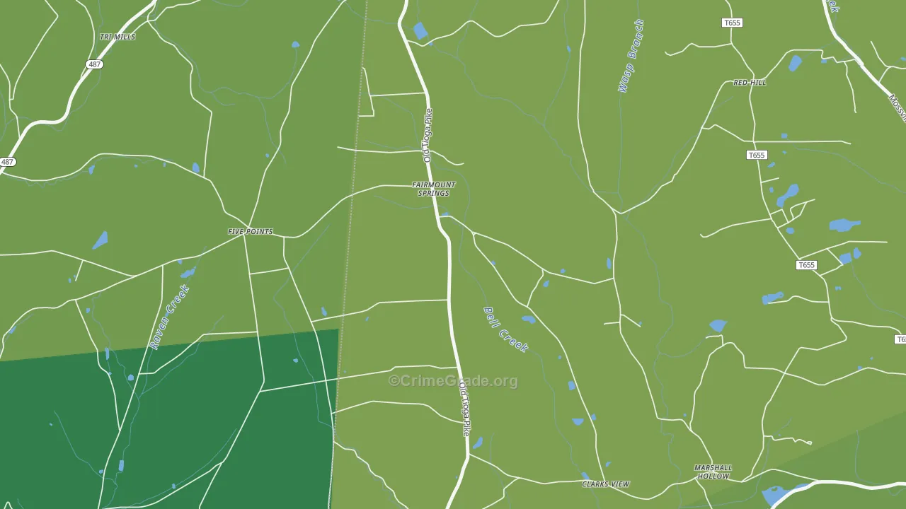 Fairmount Springs, PA Map of Vehicle Theft Rates