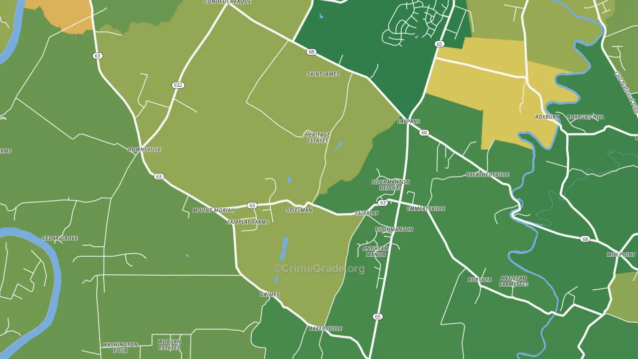 Fairplay, MD Map of Vehicle Theft Rates