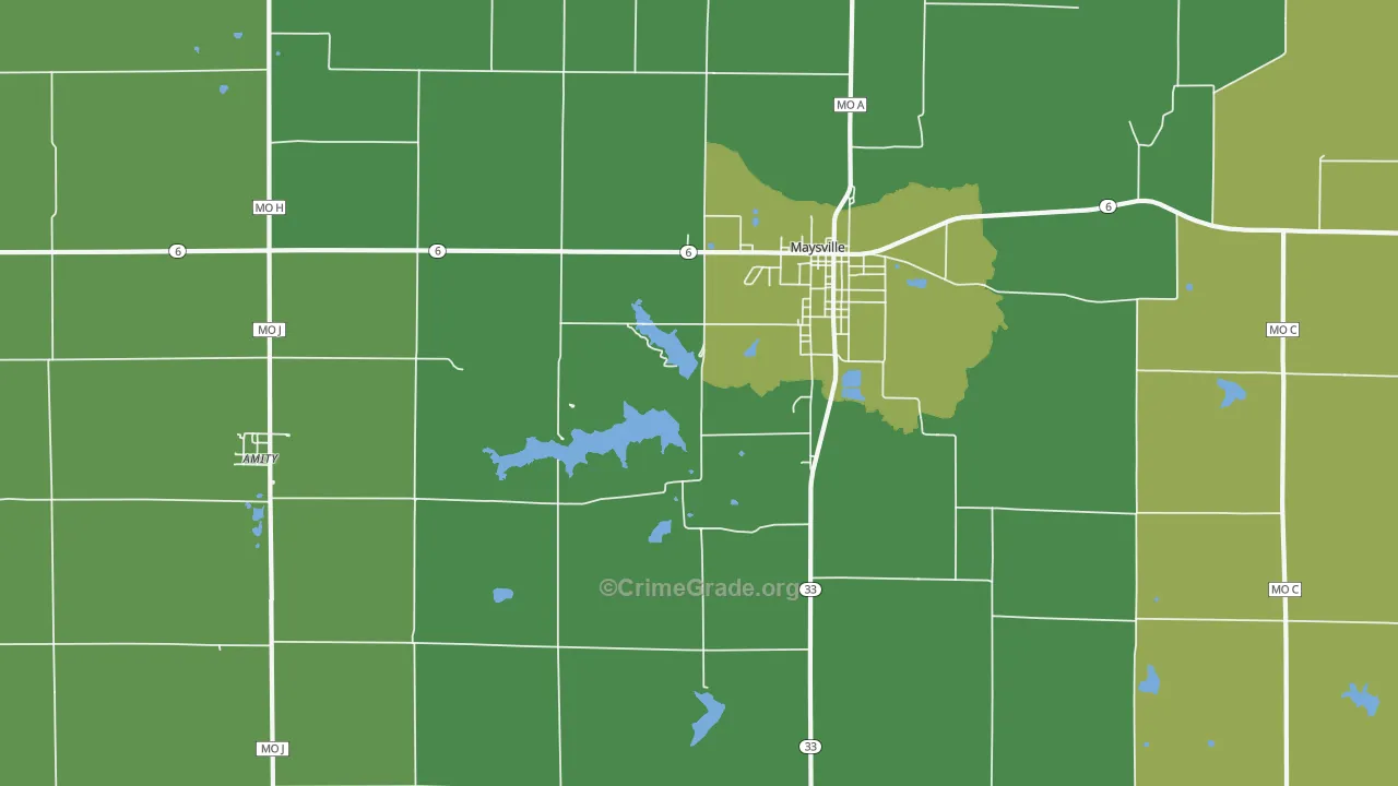 Fairport, MO Map of Vehicle Theft Rates