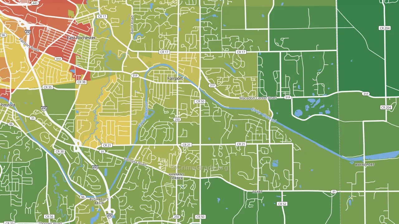Fairport, NY Map of Vehicle Theft Rates