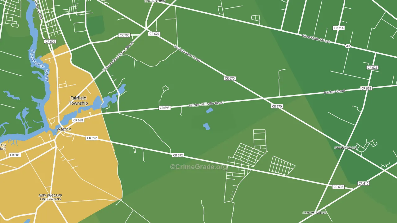 Fairton, NJ Map of Vehicle Theft Rates