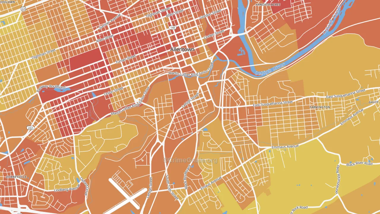Fairview, Allentown, PA Map of Vehicle Theft Rates