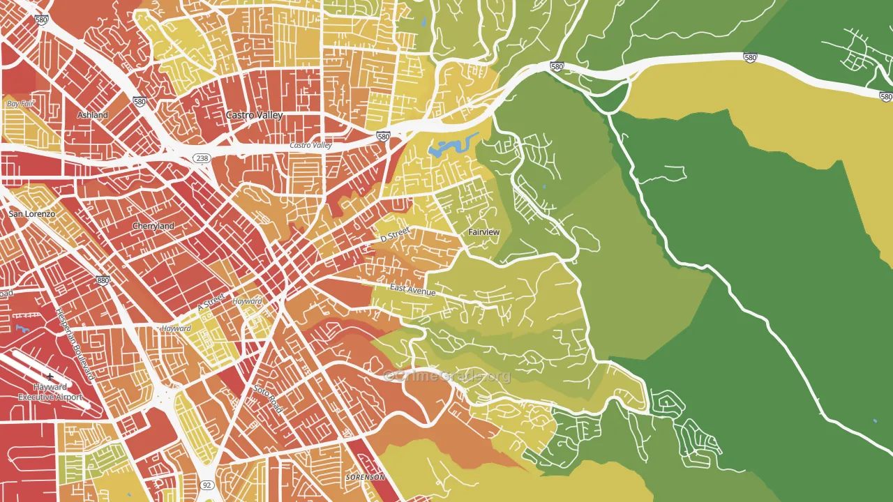 Fairview, CA Map of Vehicle Theft Rates