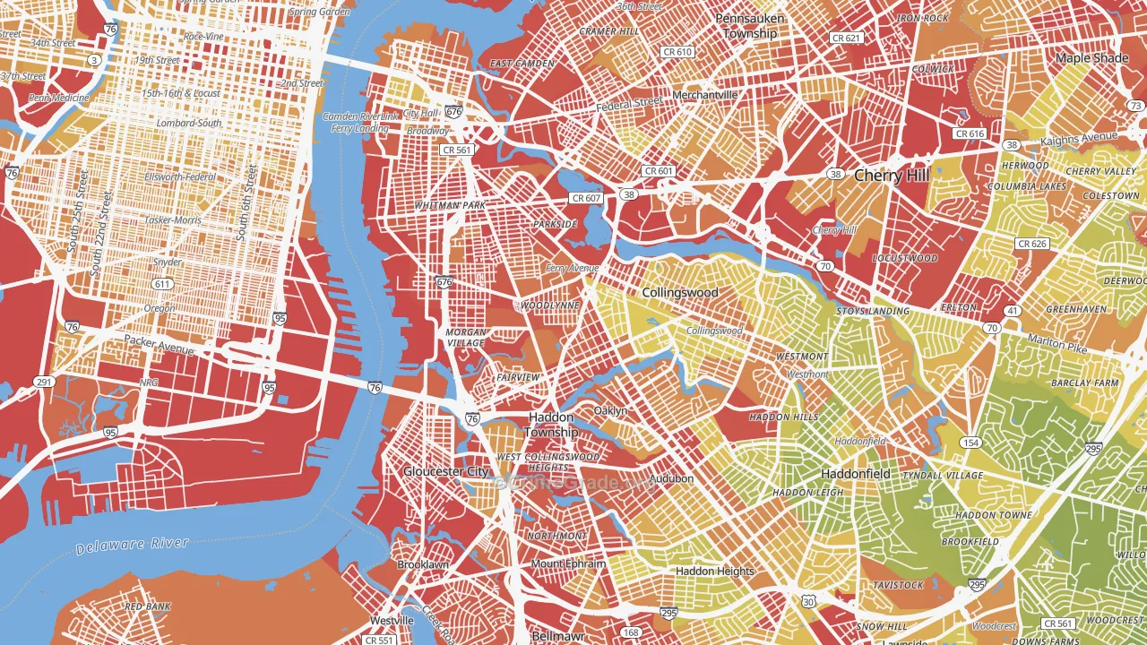 Fairview, Camden, NJ Map of Vehicle Theft Rates