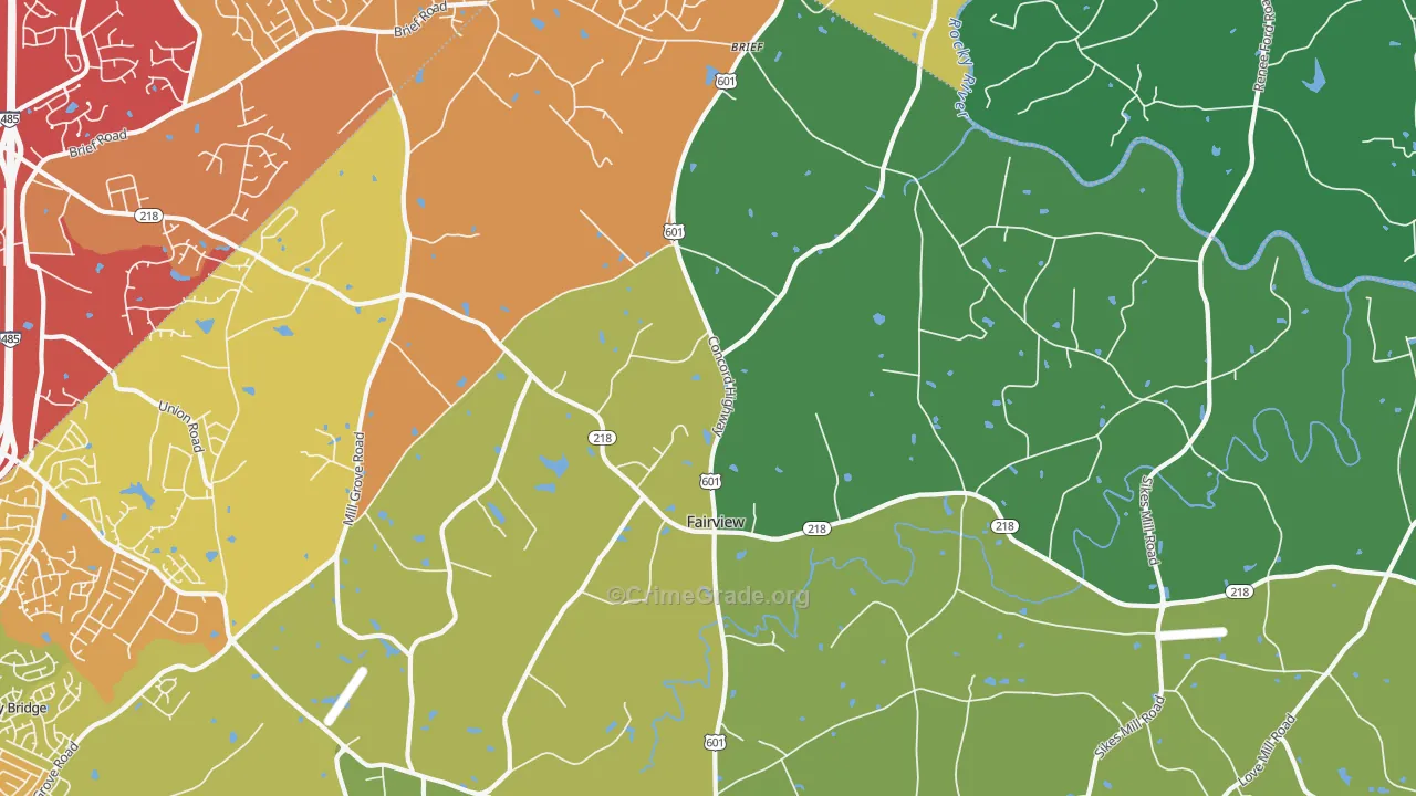 Fairview, Charlotte, NC Map of Vehicle Theft Rates