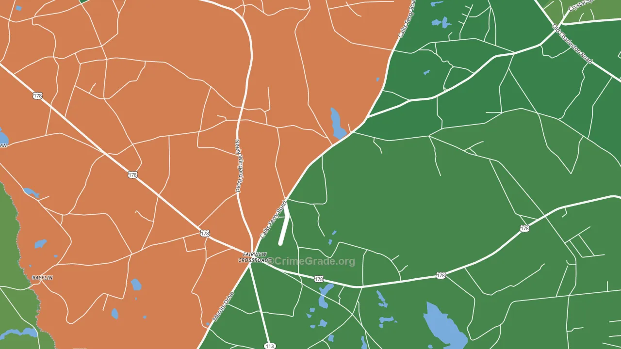 Fairview Crossroads, SC Map of Vehicle Theft Rates