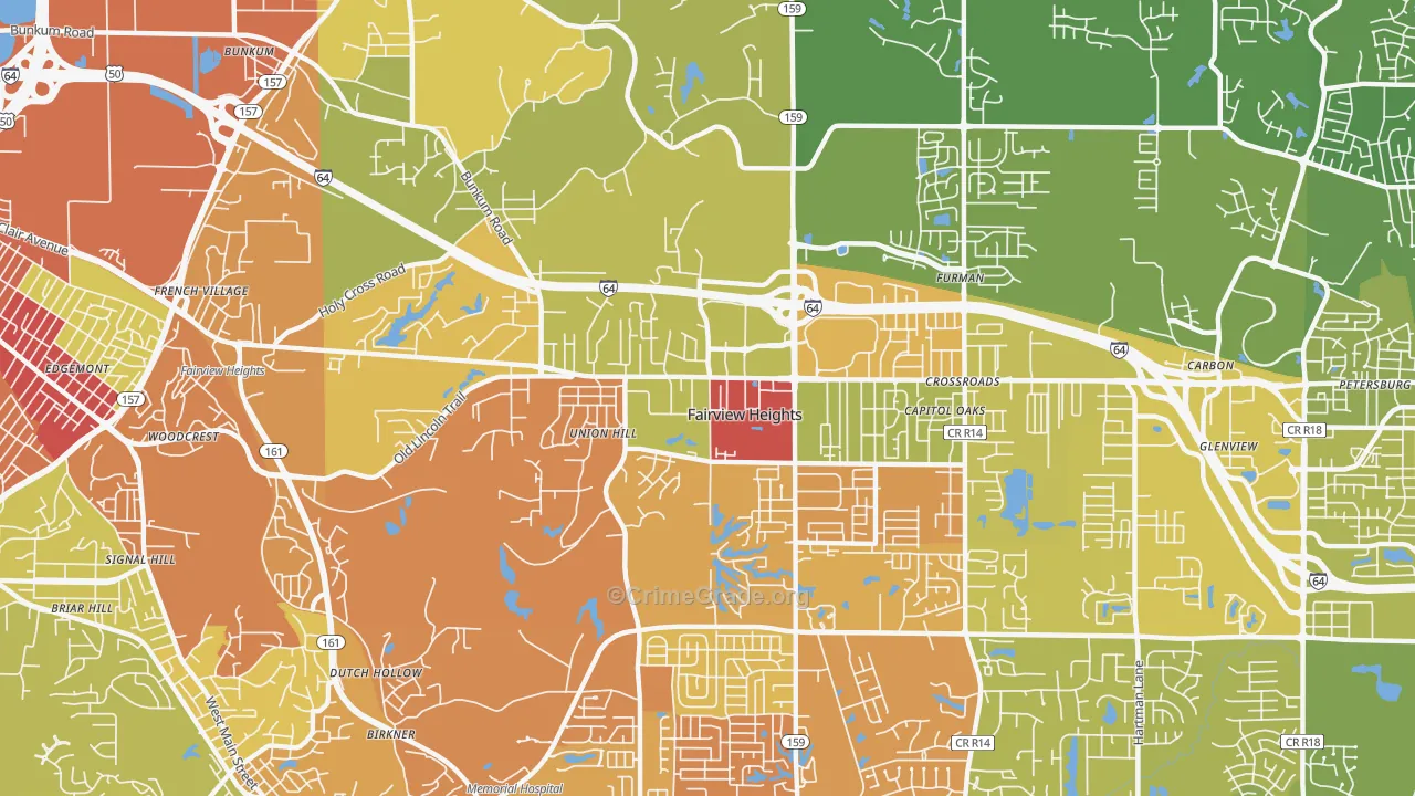 Fairview Heights, IL Map of Vehicle Theft Rates