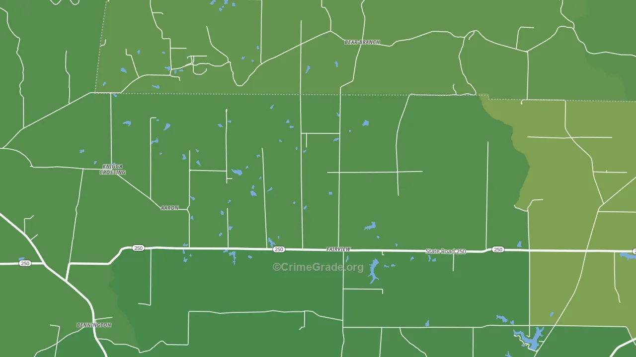 Fairview, IN Map of Vehicle Theft Rates