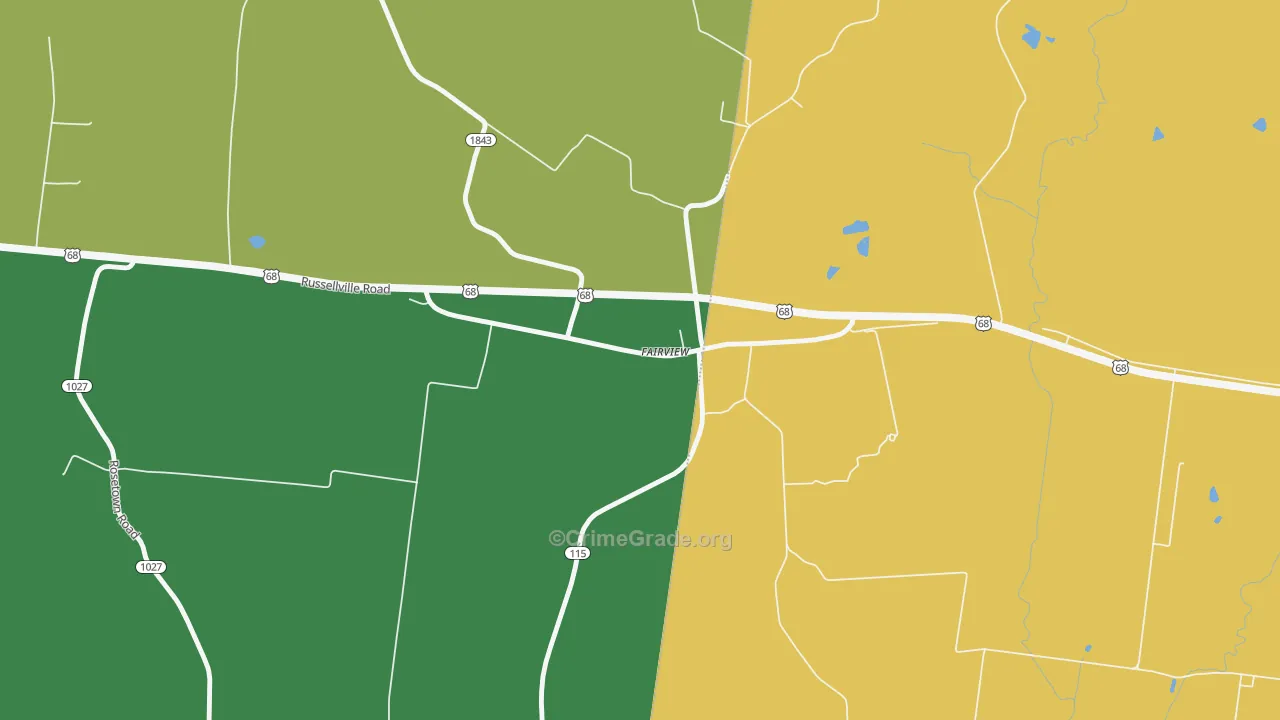 Fairview, KY Map of Vehicle Theft Rates