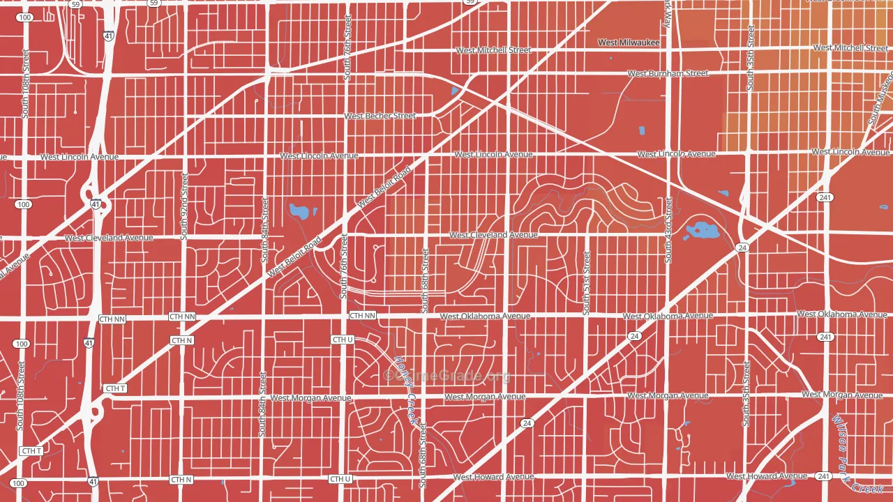 Fairview, Milwaukee, WI Map of Vehicle Theft Rates