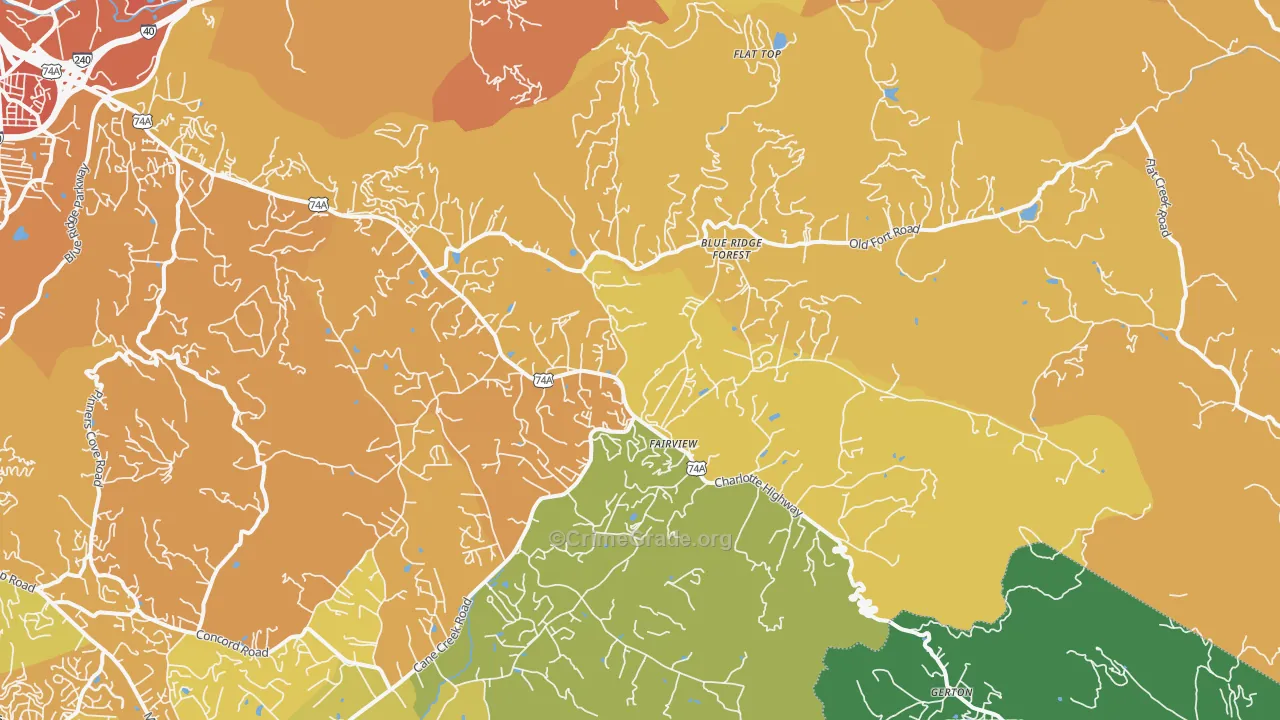 Fairview, NC Map of Vehicle Theft Rates