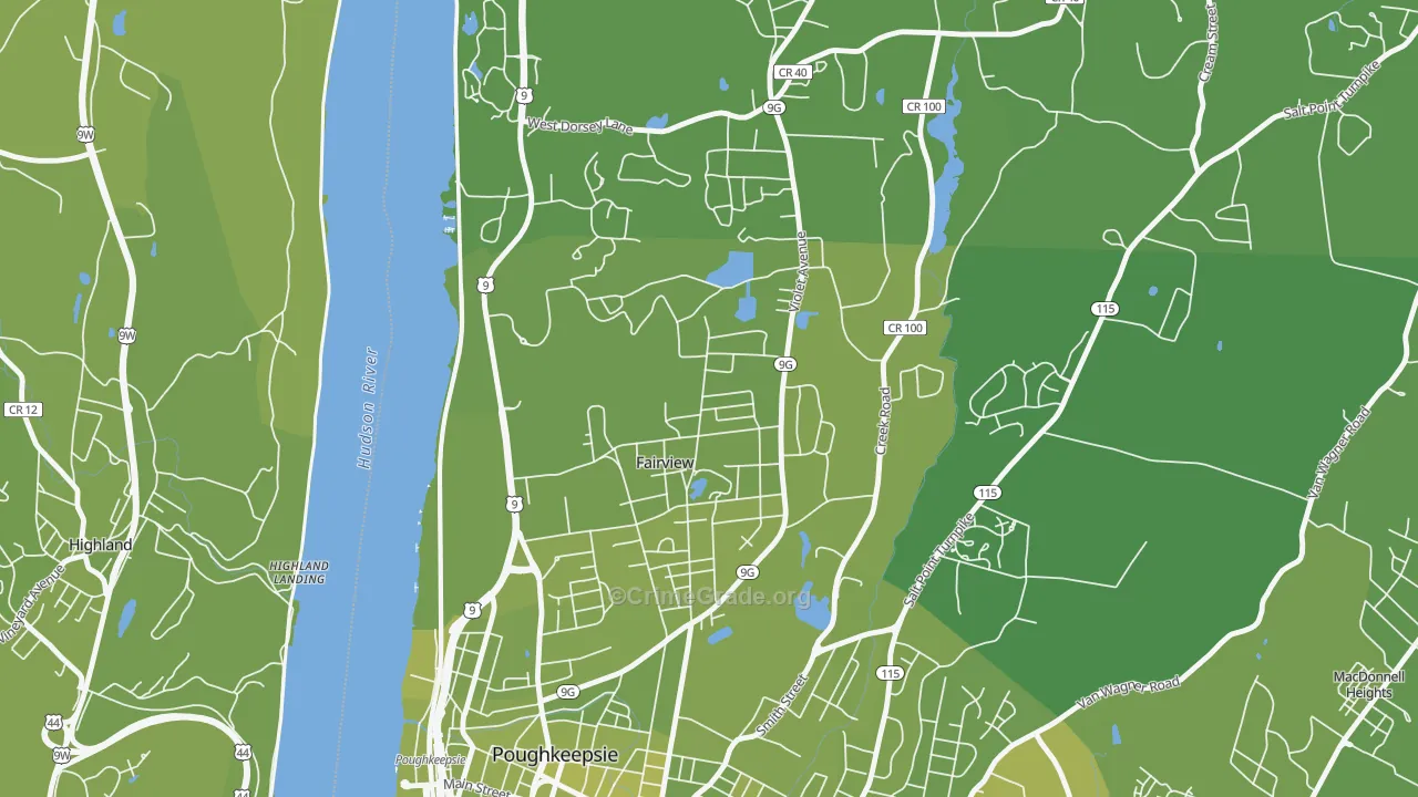 Fairview, NY Map of Vehicle Theft Rates
