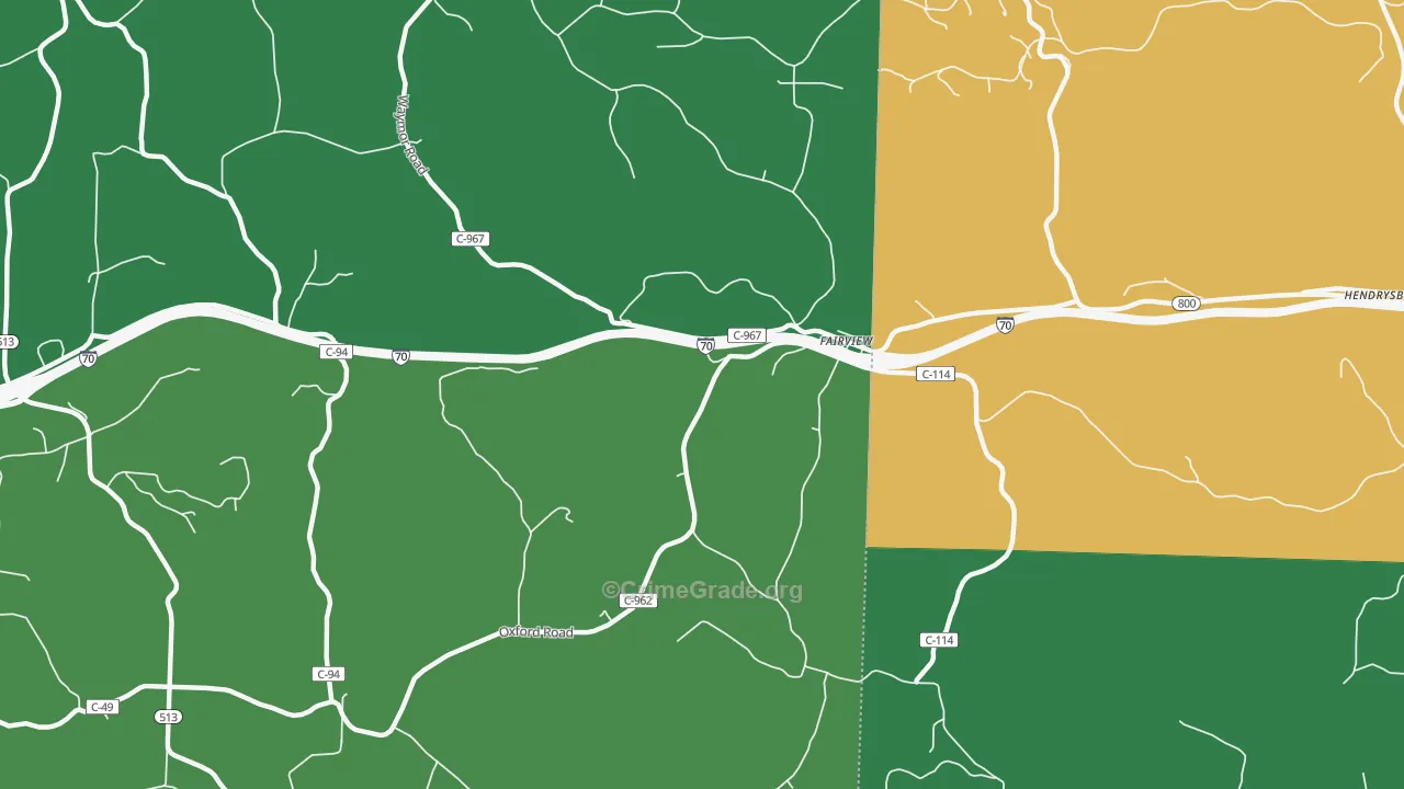 Fairview, OH Map of Vehicle Theft Rates