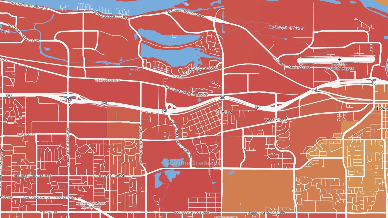 Fairview, OR Map of Vehicle Theft Rates