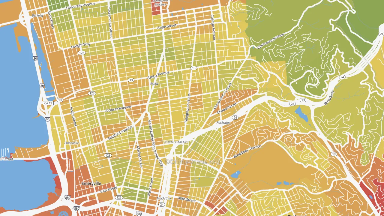 Fairview Park, Oakland, CA Map of Vehicle Theft Rates