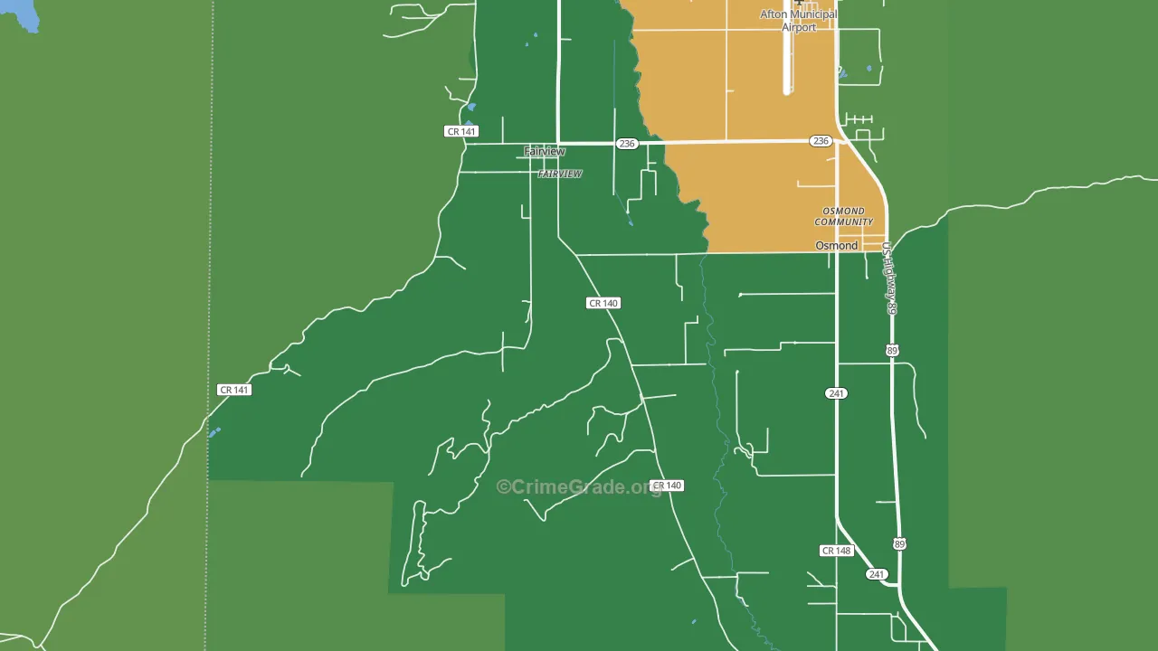 Fairview, WY Map of Vehicle Theft Rates