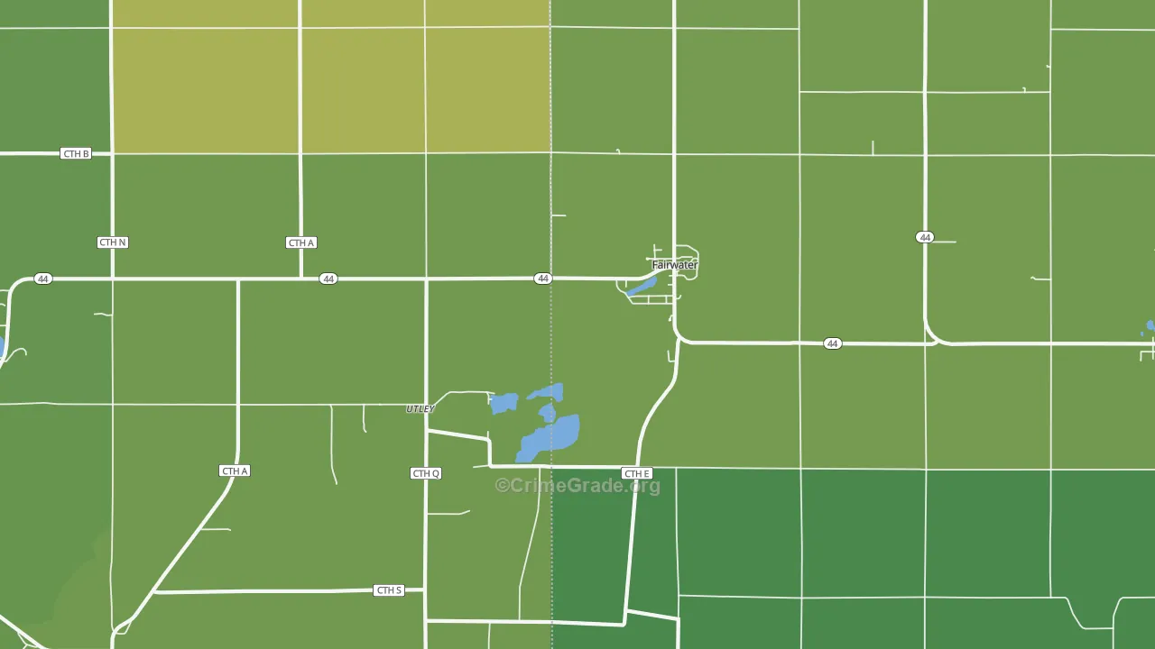 Fairwater, WI Map of Vehicle Theft Rates