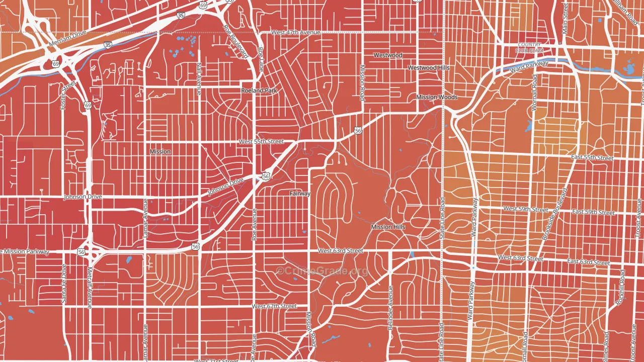 Fairway, KS Map of Vehicle Theft Rates