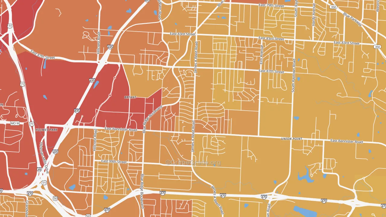 Fairwood and Robandee, Kansas City, MO Map of Vehicle Theft Rates