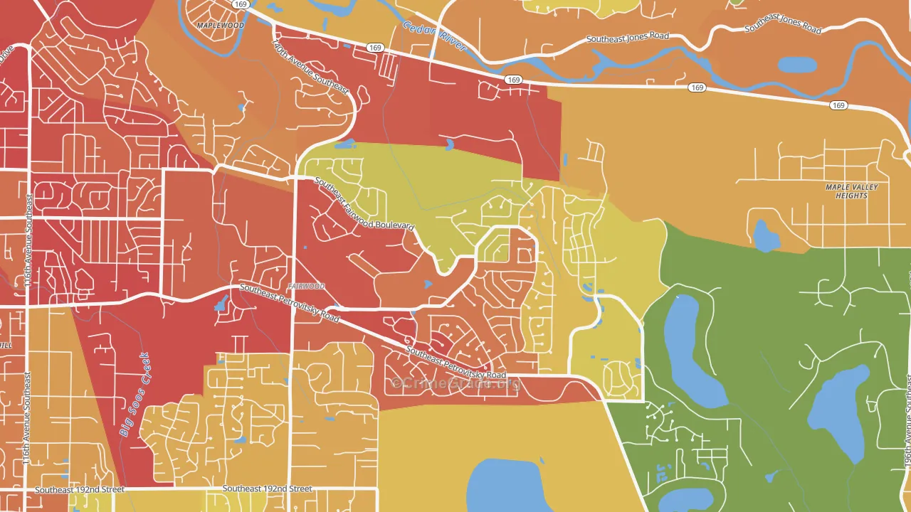 Fairwood Greens, Fairwood, WA Map of Vehicle Theft Rates