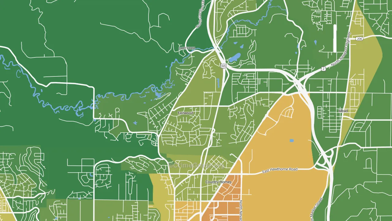 fairwood, Spokane, WA Map of Vehicle Theft Rates