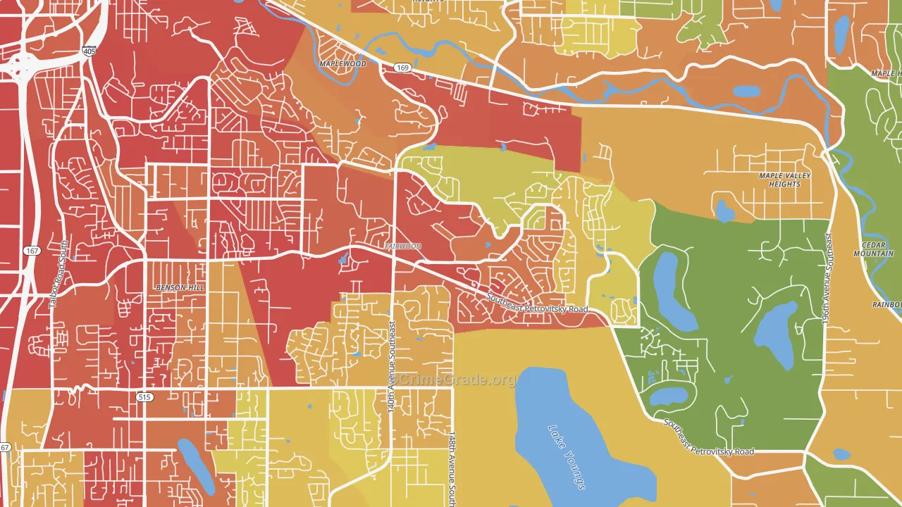 Fairwood, WA Map of Vehicle Theft Rates