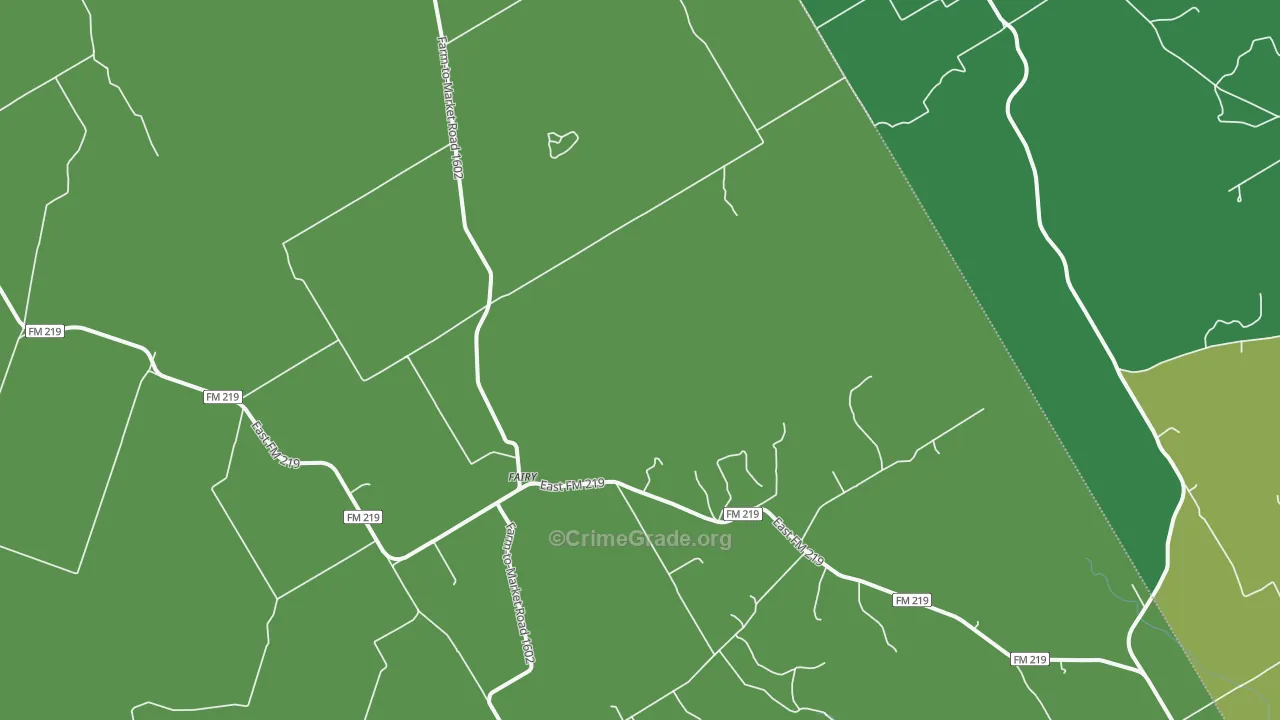 Fairy, TX Map of Vehicle Theft Rates