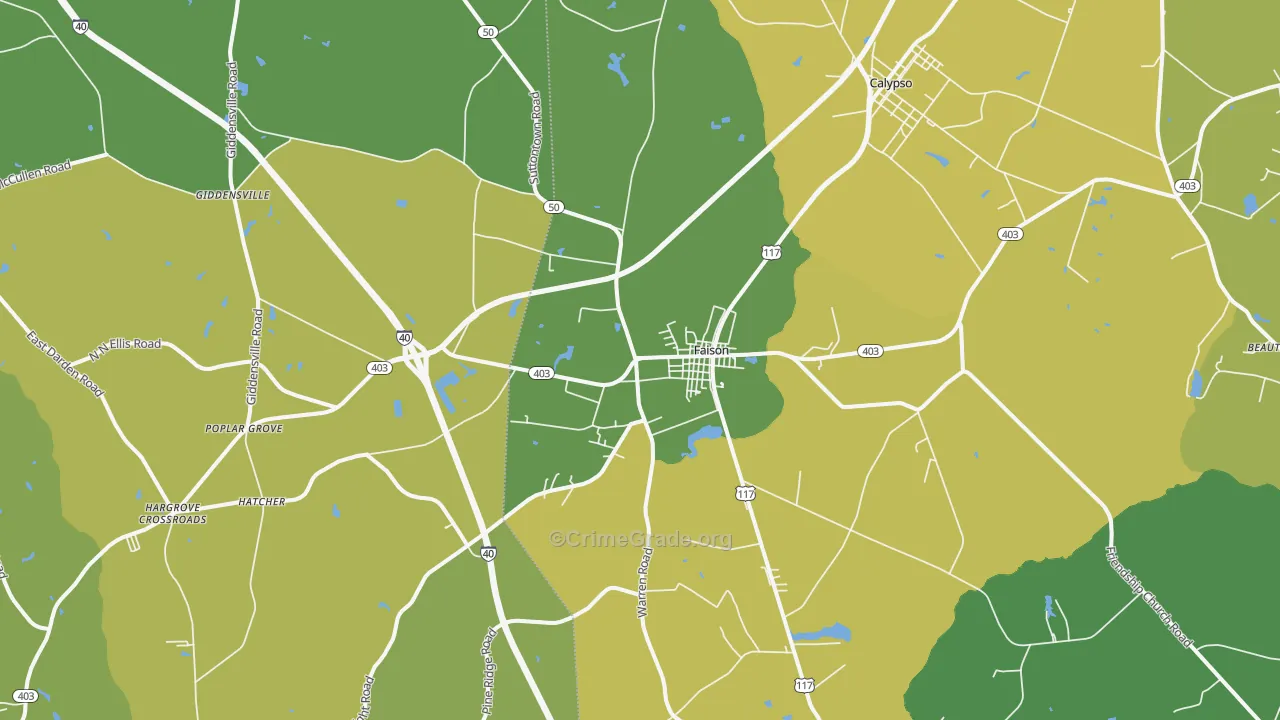 Faison, NC Map of Vehicle Theft Rates