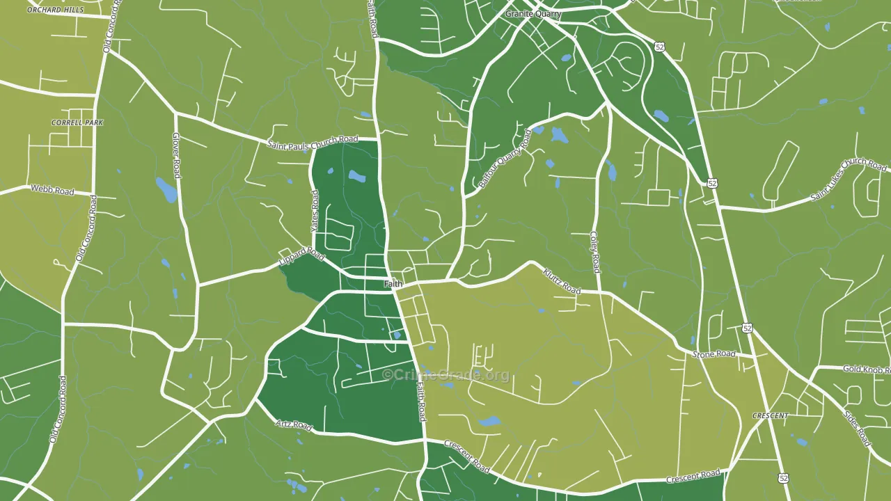 Faith, NC Map of Vehicle Theft Rates