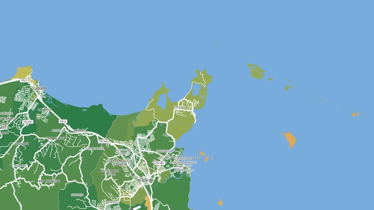 Fajardo, PR Map of Vehicle Theft Rates