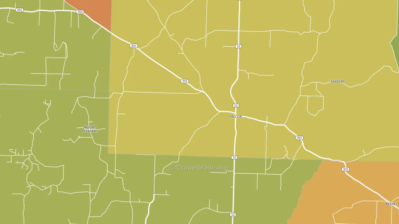 Falcon, AR Map of Vehicle Theft Rates