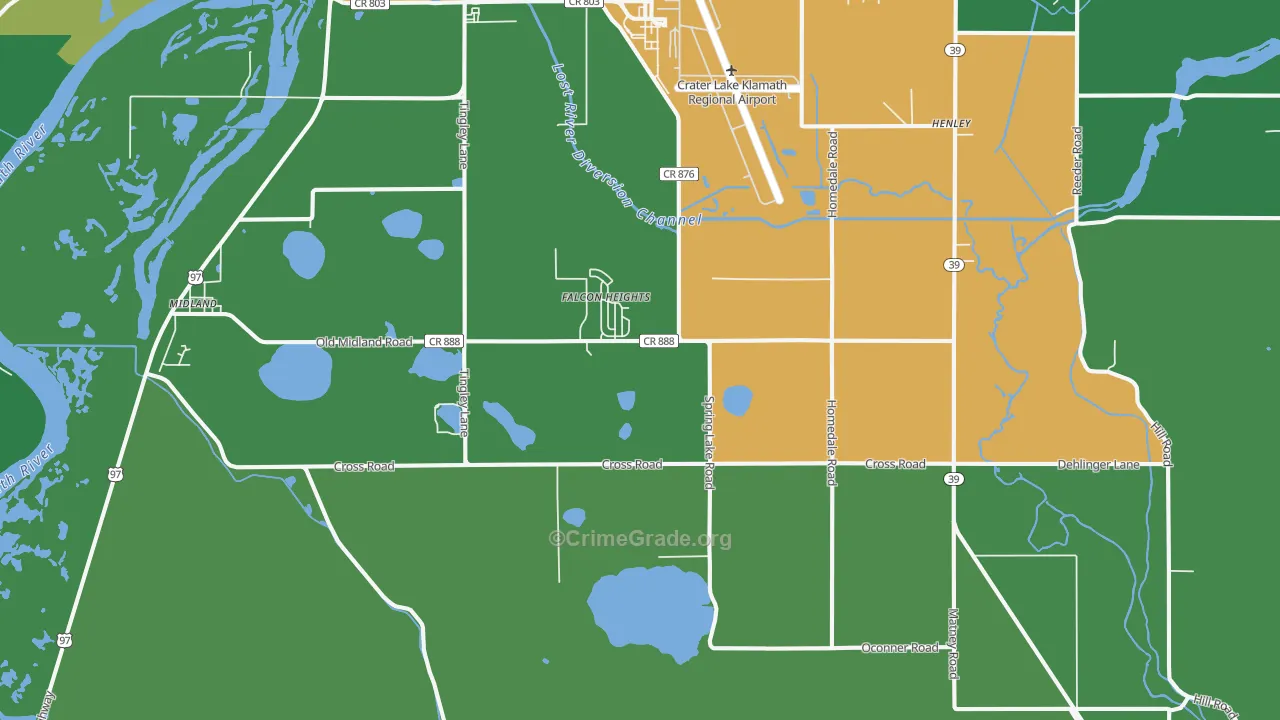 Falcon Heights, OR Map of Vehicle Theft Rates