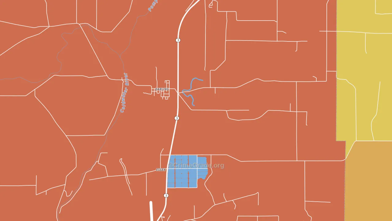 Falcon, MS Map of Vehicle Theft Rates