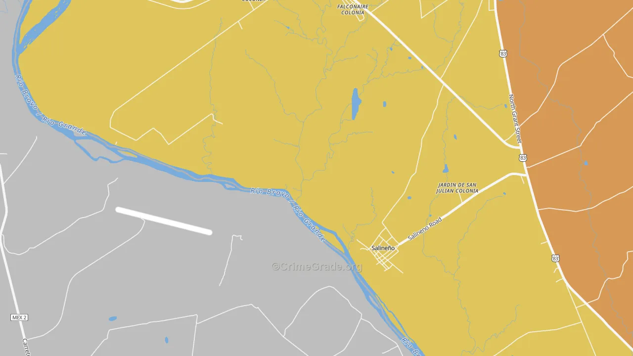 Falcon Village, TX Map of Vehicle Theft Rates