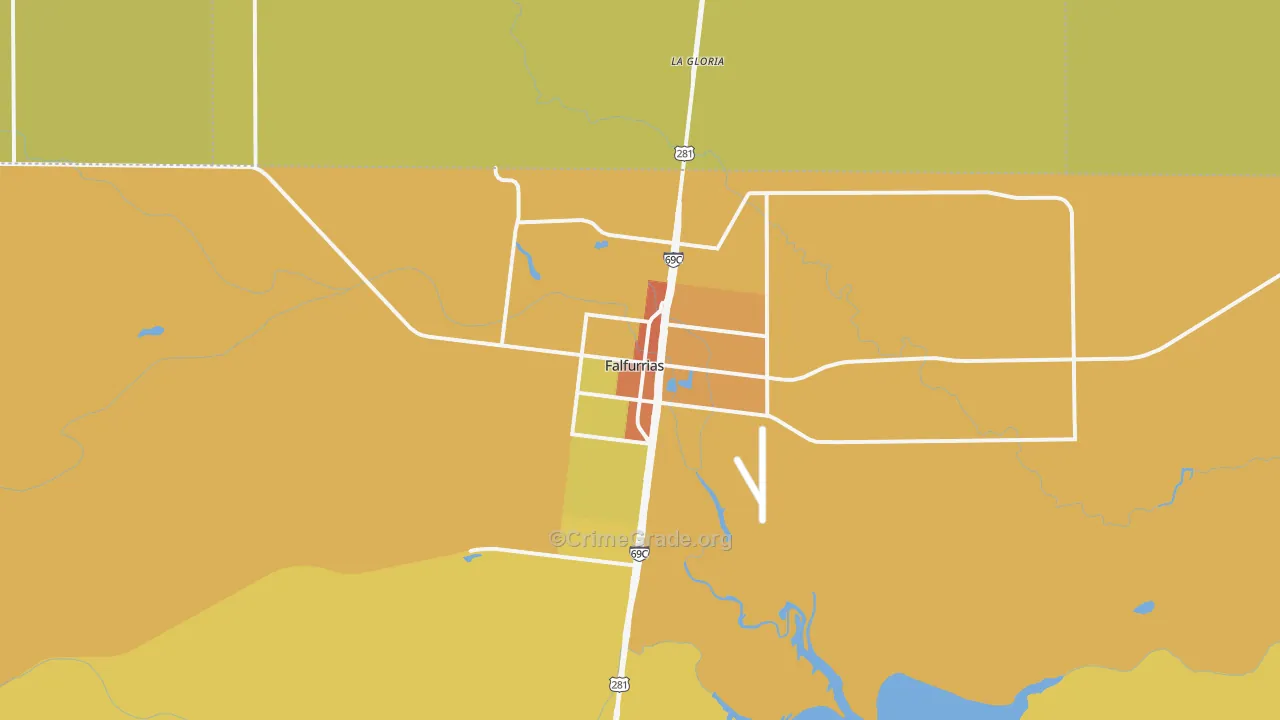 Falfurrias, TX Map of Vehicle Theft Rates