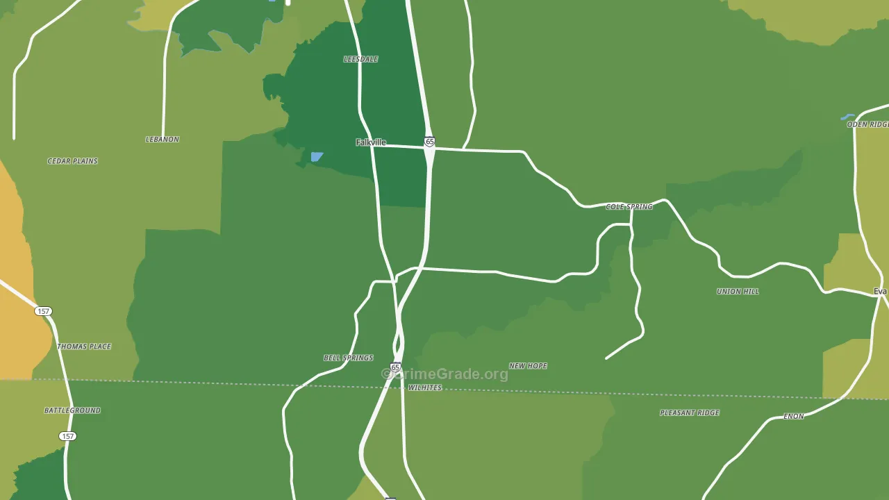 Falkville, AL Map of Vehicle Theft Rates