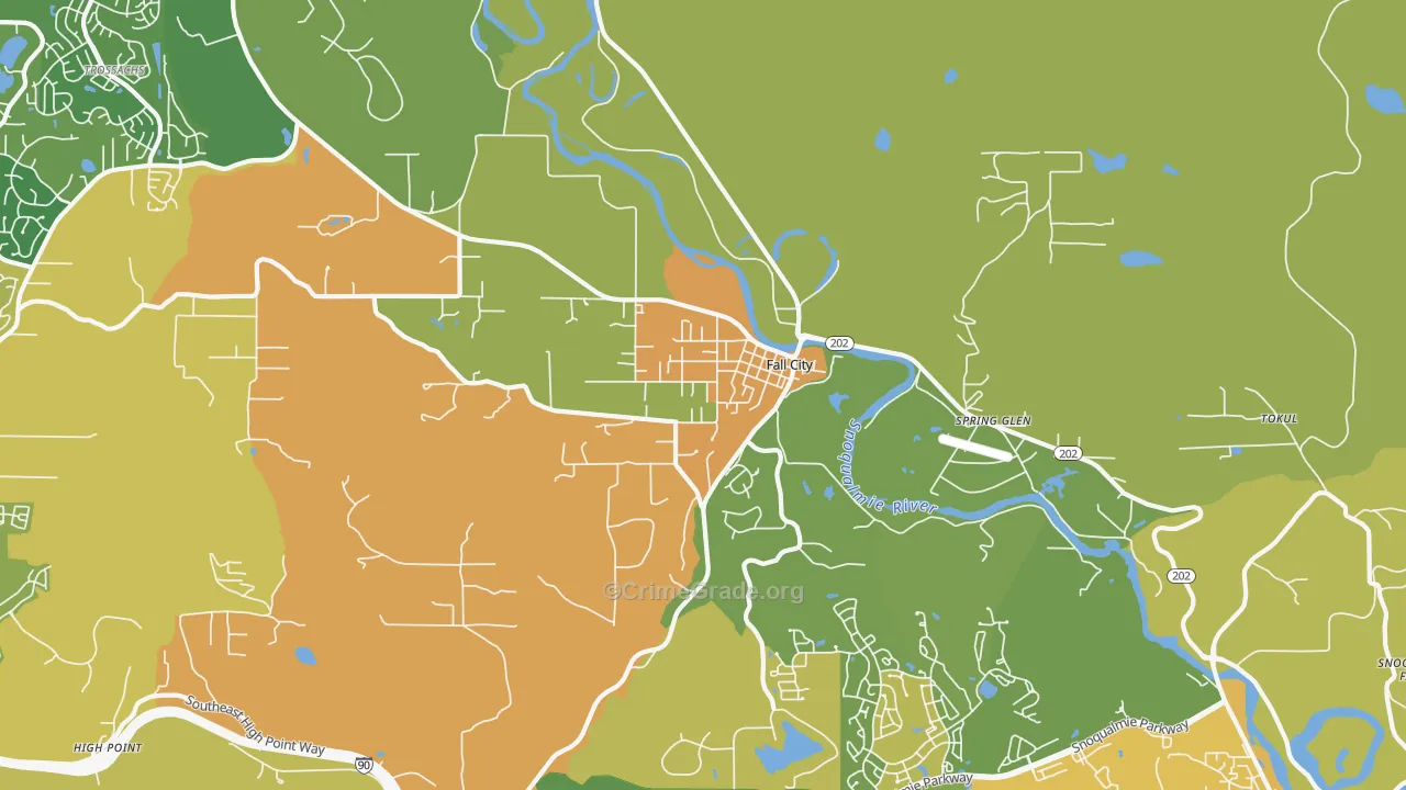 Fall City, WA Map of Vehicle Theft Rates