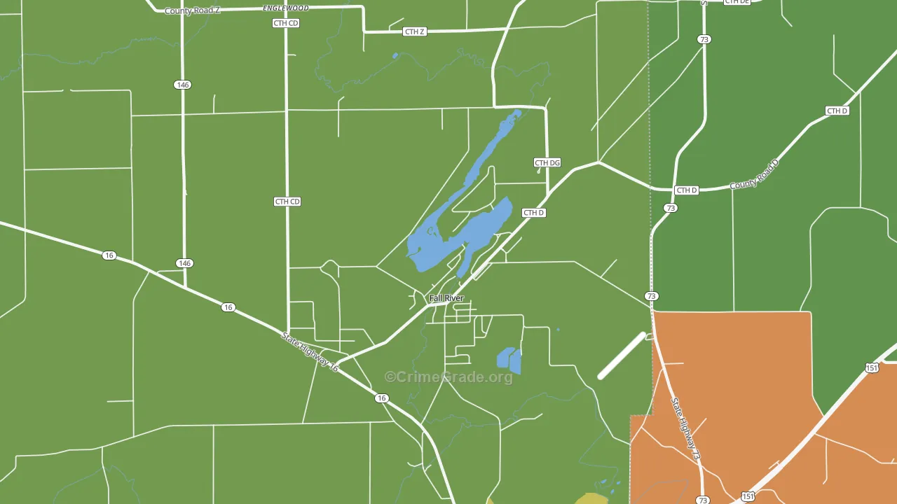 Fall River, WI Map of Vehicle Theft Rates